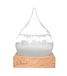 Storm Glass Drop Large – Μεγάλο Διακοσμητικό Βαρόμετρο σε Σχήμα Σταγόνας με Ξύλινη Βάση (22 cm)