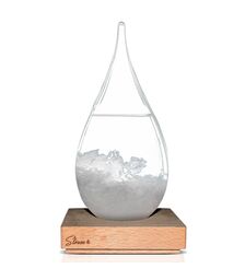 Storm Glass Drop Small – Μικρό Διακοσμητικό Βαρόμετρο σε Σχήμα Σταγόνας με Ξύλινη Βάση (13.5 cm)