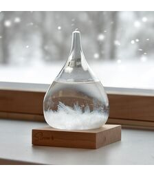 Storm Glass Drop Large – Μεγάλο Διακοσμητικό Βαρόμετρο σε Σχήμα Σταγόνας με Ξύλινη Βάση (22 cm)