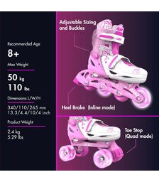 YVOLUTION Neon Combo 2 σε 1 Αυξομειούμενα Πατίνια - Ροζ (30-33)
