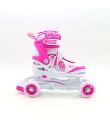 ΑΘΛΟΠΑΙΔΙΑ Αυξομειούμενα Inline/Roller Skates/Παγοπέδιλα, 3 σε 1, για Κορίτσια Χρώμα (Φούξια), Μέγεθος (34-37)