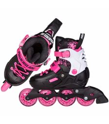 POWERSLIDE Khaan Magic Pink Αυξομειούμενα Πατίνια - Μαύρο/Λευκό/Ροζ Χρώμα (Μαύρο-Λευκό-Ροζ), Μέγεθος (39-42)