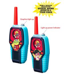 eKids Ryan's World Walkie Talkies για παιδιά & ενήλικες με ενσωματωμένο μεγάφωνο και εμβέλεια 150 μέτρων (RW-212) (Μπλε/Κόκκινο/Θαλασσί)