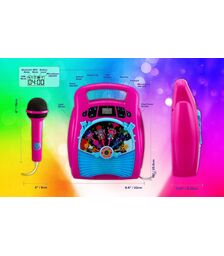 eKids Trolls 2 Bluetooth MP3 Boombox Karaoke & Ασύρματο Μικρόφωνο για παιδιά και εφήβους με ενσωματωμένη μουσική, φωτισμό, Sound Effects (TR-553) (Γαλάζιο/Μωβ)