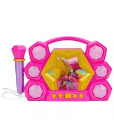 eKids Trolls 3 Boombox Karaoke & Μικρόφωνο για παιδιά με ενσωματωμένη μουσική, φωτισμό, Sound Effects (TR-115v2)  (Μωβ/Χρυσό)