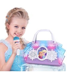 eKids Frozen 1 Light Up Boombox Karaoke & Ασύρματο Μικρόφωνο για παιδιά με ενσωματωμένη μουσική, φωτισμό, Sound Effects (FR-115)  (Γαλάζιο/Μωβ)