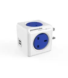 Allocacoc PowerCube Original 5 Outlets – UK With X2 Usb (Blue) - Πολύπριζο 5 θέσεων UK x 2 USB Μπλε - (7200BL/UKOUPC)