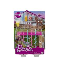 Mattel Barbie: Mini Playset With Pet, Accessories And Working Foosball Table, Game Night Theme (GRG77)