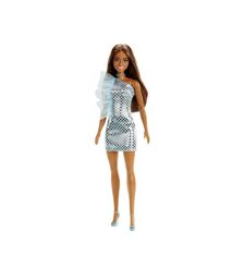 Mattel Barbie: Glitz Outfits - Dark Skin Doll with Light Blue Dress (HJR95)