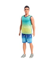 Mattel Barbie: Ken - Ombre Tank &amp; Jean Shorts with Black Hair Doll Fashionistas (HYV00)