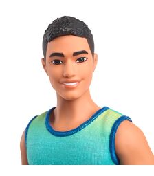 Mattel Barbie: Ken - Ombre Tank &amp; Jean Shorts with Black Hair Doll Fashionistas (HYV00)
