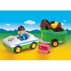 PLAYMOBIL 1-2-3 Όχημα με τρέιλερ μεταφοράς αλόγου 70181
