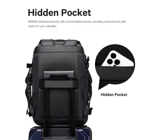 Bange Μαύρο Σακίδιο Πλάτης Vacuum Tsa Lock με ζυγαριά 36L 1909-8  Laptop 17,3”