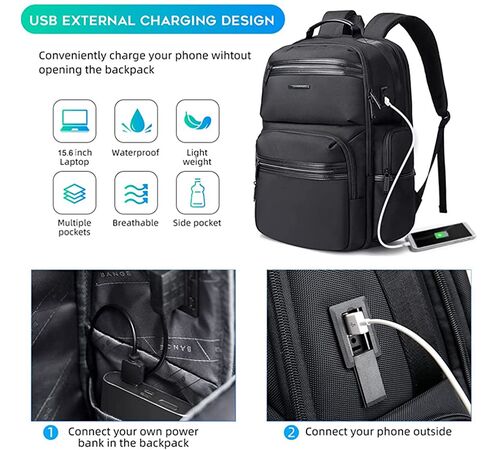Bange Μαύρο Σακίδιο πλάτης 35LT Laptop 15,6” Weekender Hand-On Bagage 2603