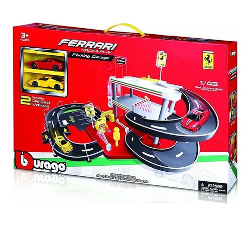 Burago ΓΚΑΡΑΖ ΠΙΣΤΑ FERRARI ΜΕ 2 ΜΕΤΑΛΛΙΚΑ ΑΜΑΞΑΚΙΑ 18-31204-5