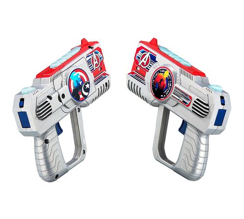 eKids Avengers Σετ 2 Laser Tag Blasters για παιδιά & ενήλικες με φωτισμό και δόνηση με εμβέλεια 30 μέτρων (AV-174) (Ασημί)