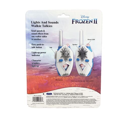 eKids Frozen 2 Walkie Talkies για παιδιά & ενήλικες με ενσωματωμένο μεγάφωνο και εμβέλεια 150 μέτρων (FR-212) (Λευκό/Γαλάζιο)