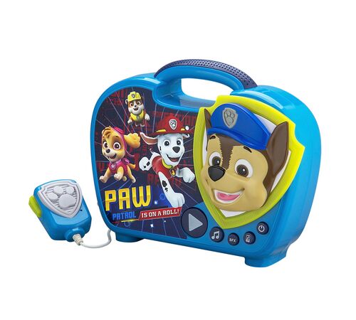 eKids Paw Patrol Boombox Karaoke & Ενσύρματο Μικρόφωνο για παιδιά με ενσωματωμένη μουσική, φωτισμό, Sound Effects (PW-115)  (Μπλε/Κίτρινο)