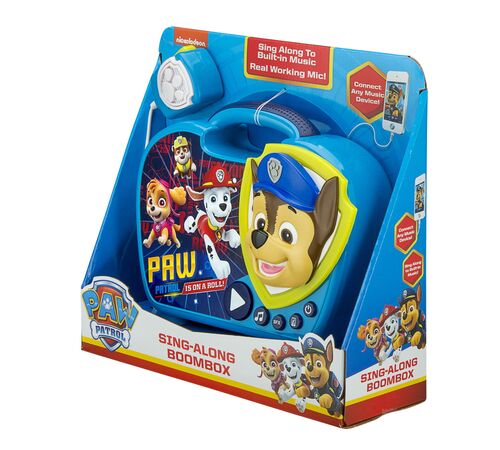 eKids Paw Patrol Boombox Karaoke & Ενσύρματο Μικρόφωνο για παιδιά με ενσωματωμένη μουσική, φωτισμό, Sound Effects (PW-115)  (Μπλε/Κίτρινο)