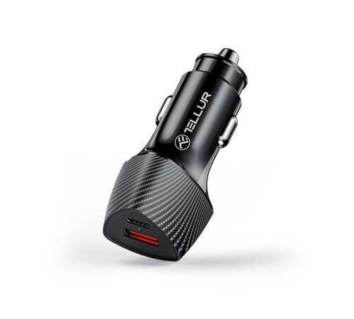 Tellur FCC10 Dual USB Car Charger with PowerDelivery 20W + QuickCharge 3.0 / φορτιστής αυτοκινήτου δύο υποδοχών 38W