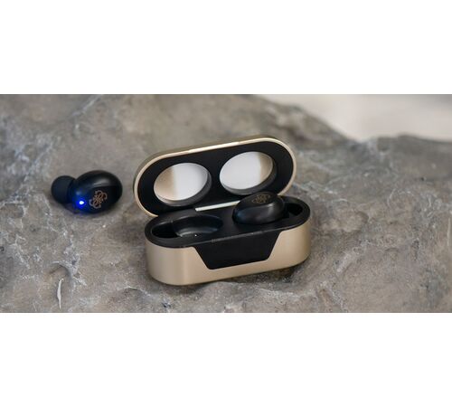 Guess Bluetooth Stereo Headset 5.0 True Wireless Ασύρματα Ακουστικά & θήκη φόρτισης (Gold - GUTWST31ED)