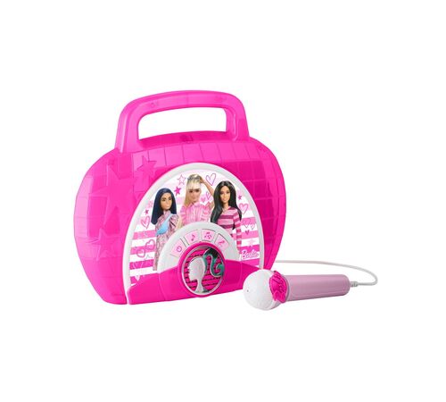 eKids Barbie Boombox Karaoke & Ενσύρματο Μικρόφωνο για παιδιά με ενσωματωμένη μουσική, φωτισμό, Sound Effects (BE-115) (Μωβ/Λευκό)