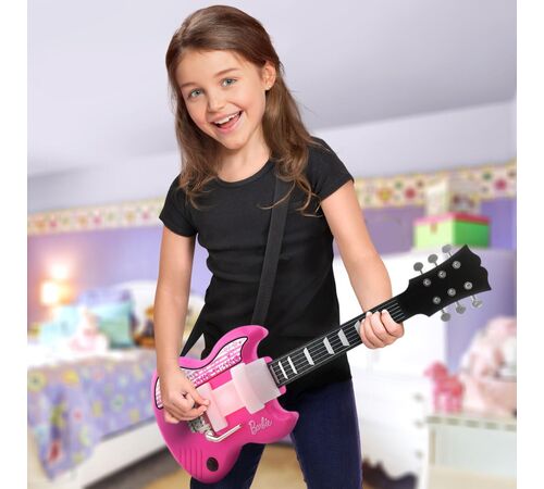 eKids Barbie Sing & Strum Guitar Ηλεκτρική Κιθάρα Karaoke για παιδιά με ενσωματωμένη μουσική, Sound Effects (BE-632) (Μωβ/Λευκό)