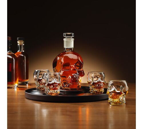 The Source Skull Decanter Σετ Ποτού 5 Τεμαχίων και δίσκος σε σχήμα κρανίου