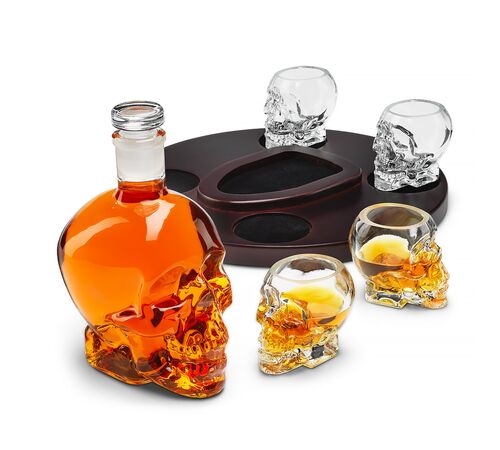 The Source Skull Decanter Σετ Ποτού 5 Τεμαχίων και δίσκος σε σχήμα κρανίου