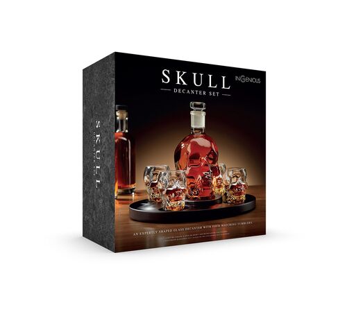 The Source Skull Decanter Σετ Ποτού 5 Τεμαχίων και δίσκος σε σχήμα κρανίου