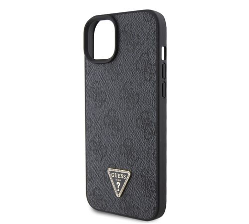 Guess "4G Metal Logo Strass Collection" Crossbody Case Θήκη προστασίας από δερματίνη με λουράκι – iPhone 15 (Μαύρο – GUHCP15SP4TDSCPK)