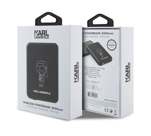 Karl Lagerfeld MagSafe Μαγνητικό PowerBank 3000mAh 5W με Θύρα USB-C (Black – KLPBMKIOTTGK)