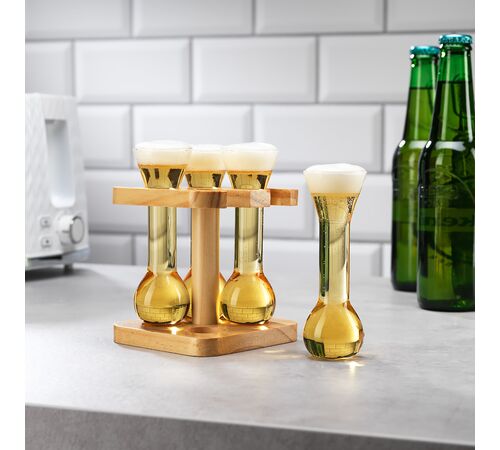 The Source Mini Yards Of Ale - Σετ Μινι Ποτηριών Μπύρας με Ξύλινη Βάση
