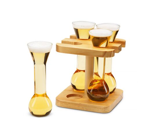 The Source Mini Yards Of Ale - Σετ Μινι Ποτηριών Μπύρας με Ξύλινη Βάση