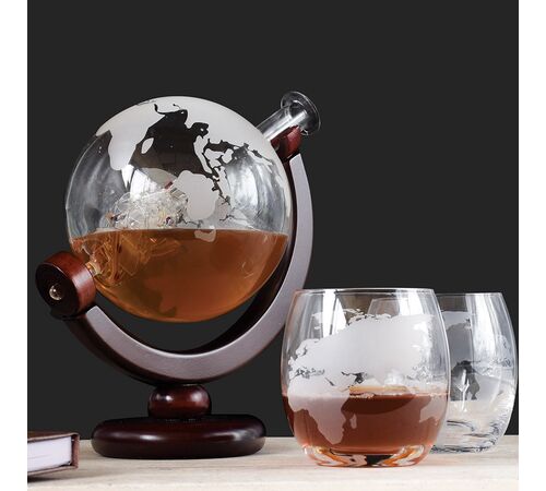 The Source Globe Decanter with Glasses - Σετ Κανάτα Υδρόγειος με 2 ποτήρια