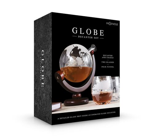 The Source Globe Decanter with Glasses - Σετ Κανάτα Υδρόγειος με 2 ποτήρια
