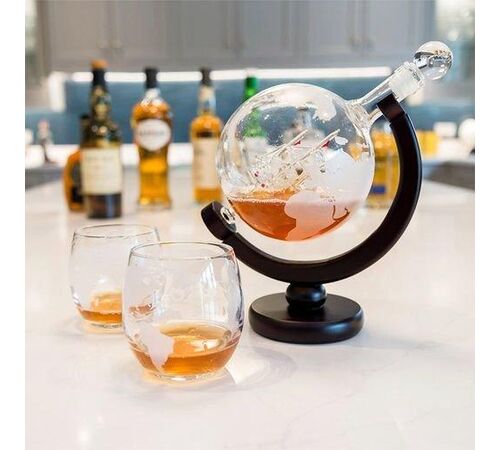 The Source Globe Decanter with Glasses - Σετ Κανάτα Υδρόγειος με 2 ποτήρια