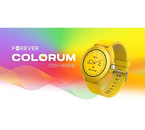 Forever Smartwatch με παλμογράφο Colorum CW-300 xYellow σε κίτρινο χρώμα