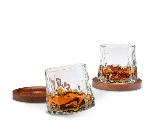 The Source Rotating Whisky Glasses with Coaster - Περιστρεφόμενα ποτήρια ουίσκι με δικά τους σουβέρ (Σετ των 2 τεμαχίων)