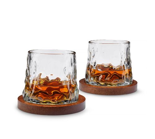 The Source Rotating Whisky Glasses with Coaster - Περιστρεφόμενα ποτήρια ουίσκι με δικά τους σουβέρ (Σετ των 2 τεμαχίων)