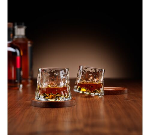 The Source Rotating Whisky Glasses with Coaster - Περιστρεφόμενα ποτήρια ουίσκι με δικά τους σουβέρ (Σετ των 2 τεμαχίων)