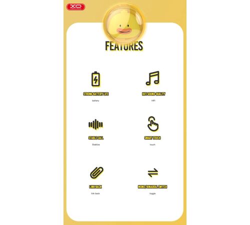 XO G6 TWS Earbuds Bluetooth Handsfree Ακουστικά με Θήκη Φόρτισης Κίτρινα (Pet Series)