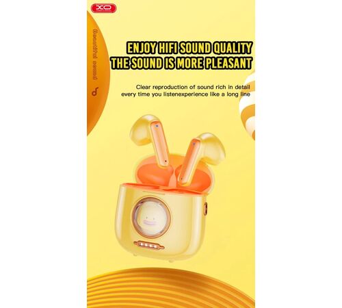 XO G6 TWS Earbuds Bluetooth Handsfree Ακουστικά με Θήκη Φόρτισης Κίτρινα (Pet Series)