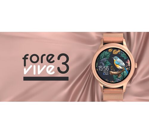 Forever ForeVive 3 SW-340 Smartwatch με Παλμογράφο και δύο λουράκια (Χρυσό)