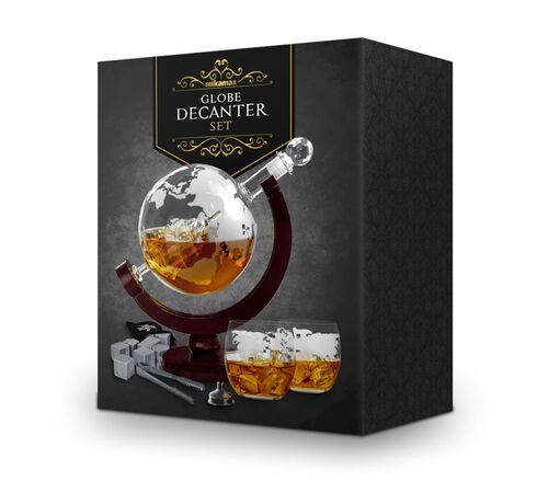 Globe Decanter Set - Μοναδικό Σετ Καράφας και Ποτηριών με Υφή Υδρογείου