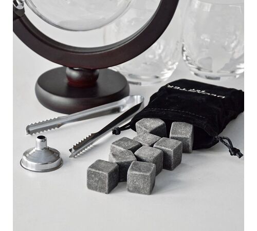 Globe Decanter Set - Μοναδικό Σετ Καράφας και Ποτηριών με Υφή Υδρογείου