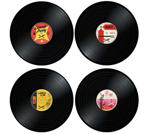 Vinyl Placemats - Σουπλά Βινυλίου - Σετ 4 Τεμαχίων για Λάτρεις της Μουσικής