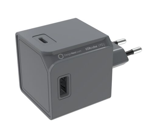 Allocacoc - USBcube - Extended - USB A+C - 1.5m Cable - 65W - Γκρι DH1254GY/EUPD65