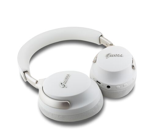 Guess Metal Script Logo Bluetooth ANC/ENC Headphones (Beige - GUBHC22PSFCSME)