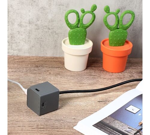 Allocacoc - USBcube - Extended - USB A+C - 1.5m Cable - 65W - Γκρι DH1254GY/EUPD65